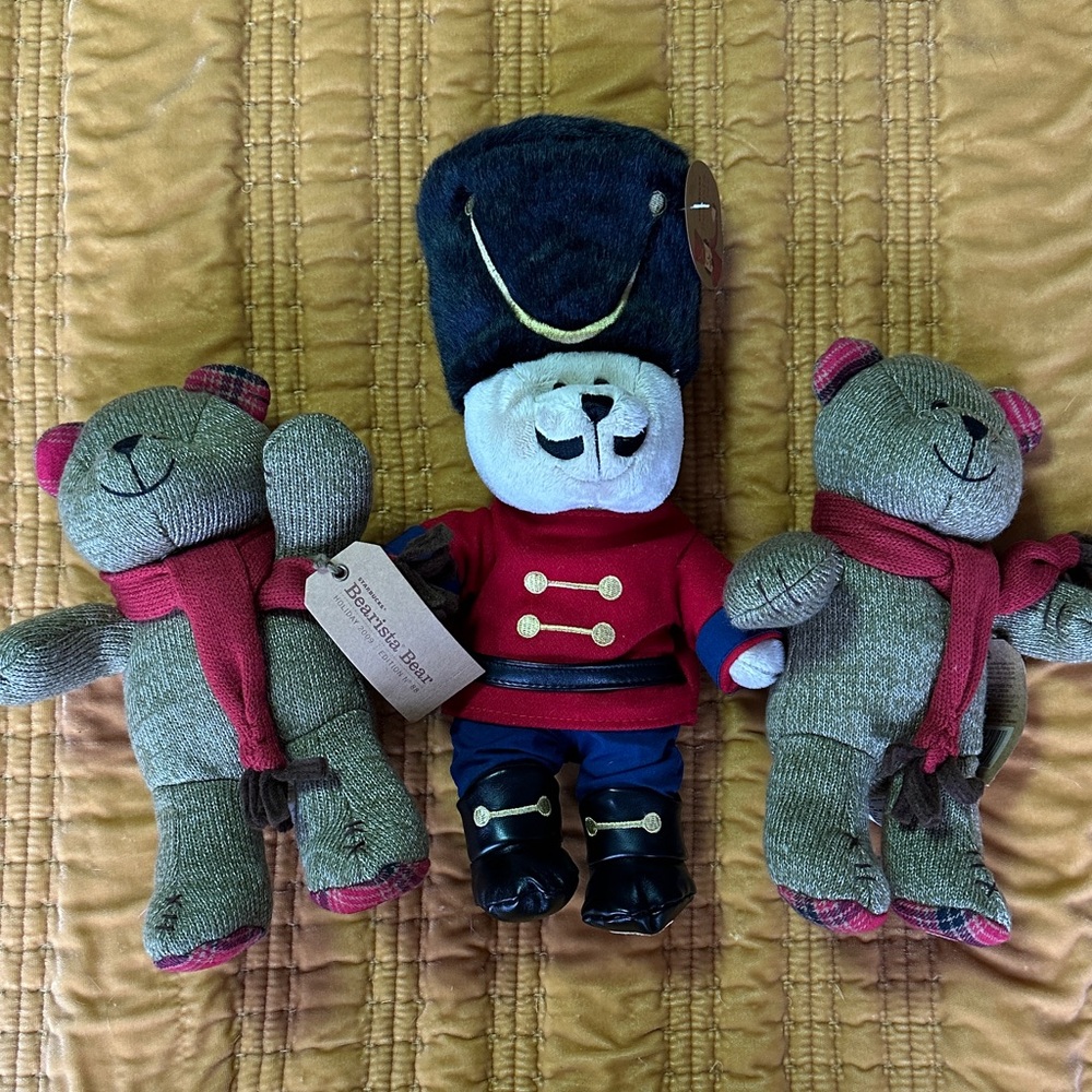 Starbucks Holiday Bear Set, 2012 Nutcracker and 2009 Bearista Bears